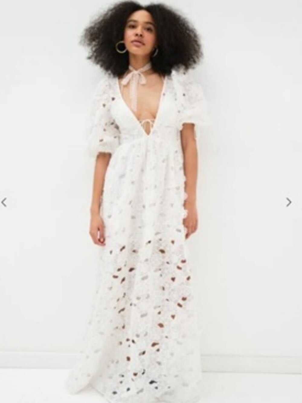 For Love and Lemons White Leighton Floral Maxi Dress Sz S